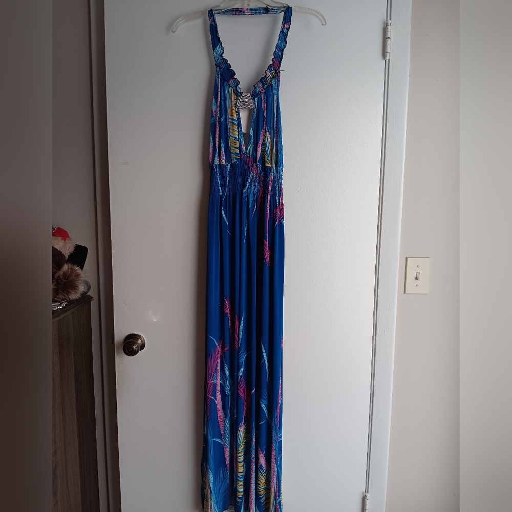 🚨Vibrant Blue Halter Maxi Dress NWT - Picture 3 of 6